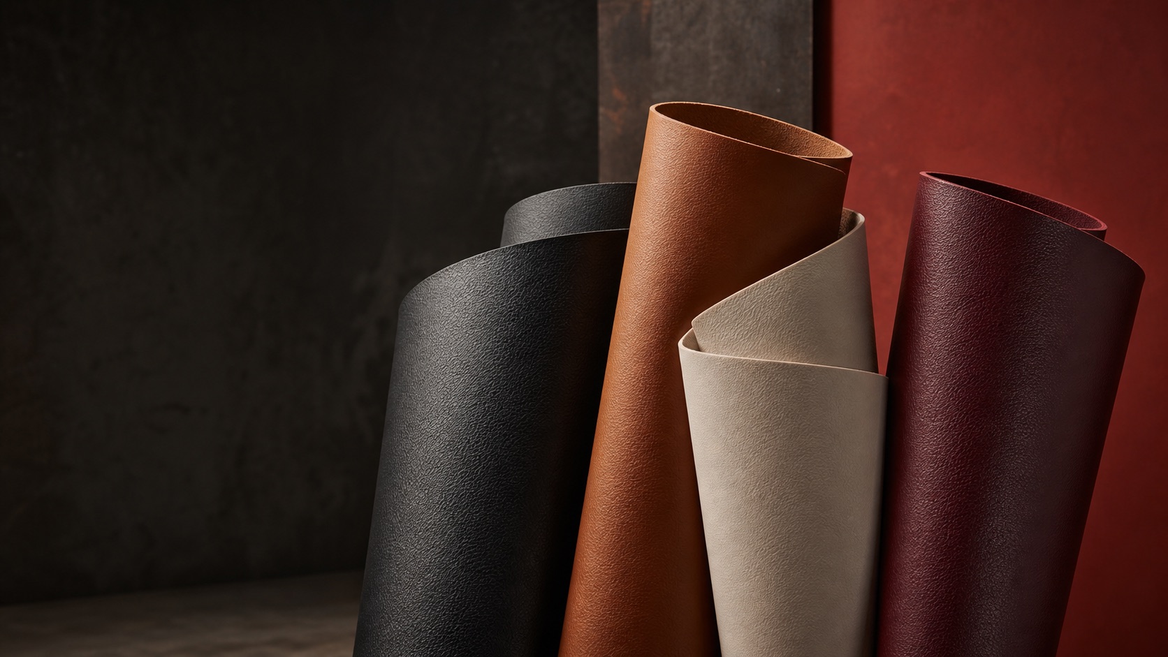 Premium leatherette rolls in rich neutral colours